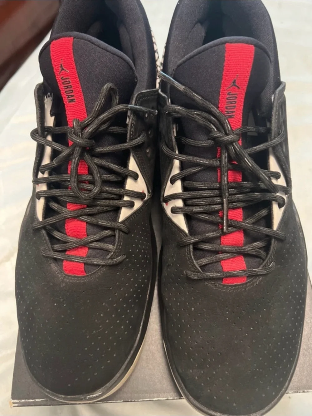 Jordan Men's Black Red and White Athletic Basketball Shoes